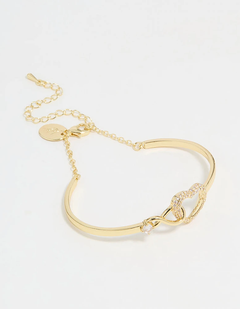 Gold Plated Infinity Heart Wrist Cuff