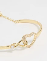 Gold Plated Infinity Heart Wrist Cuff