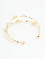Gold Plated Cubic Zirconia Bow Open Wrist Cuff