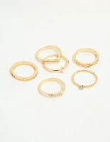 Gold Plated Twist & Dip Rings 6-Pack