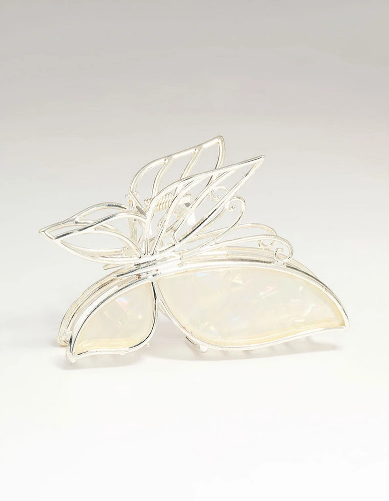 Silver Acrylic Butterfly Claw Clip