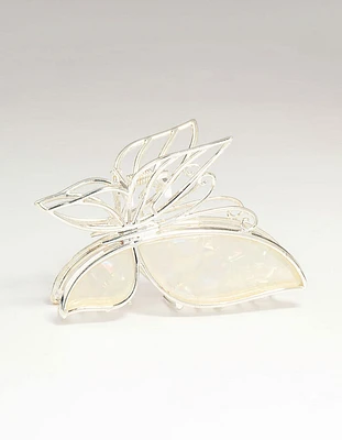 Silver Acrylic Butterfly Claw Clip