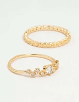 Gold Plated Squiggle & Rope Rings 5-Pack