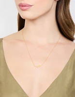 Gold Plated Sterling Silver Cubic Zirconia Double Cross Necklace