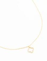 Gold Plated Sterling Silver Cubic Zirconia Flower Pendant Necklace