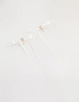 White Fabric Heart Ponytail Hair Hooks 2-Pack