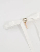White Fabric Heart Ponytail Hair Hooks 2-Pack