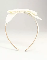 White Fabric Classic Slim Bow Headband