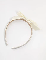 White Fabric Classic Slim Bow Headband