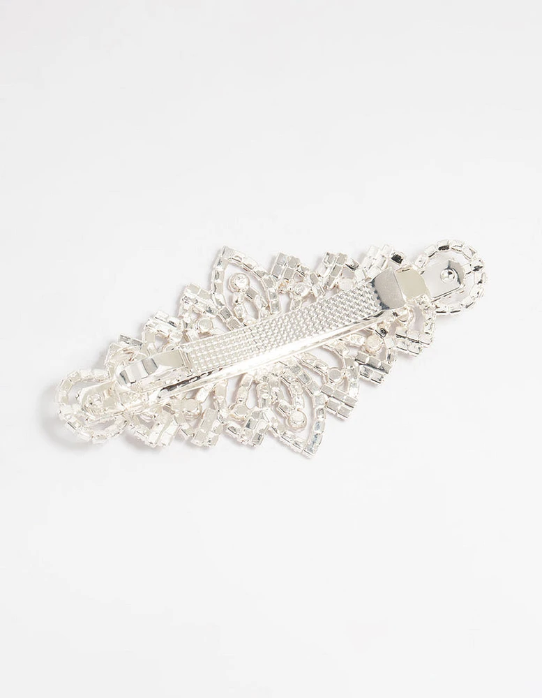 Silver Diamante Ornate Hair Clip