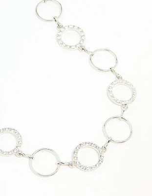 Silver Diamante & Plain Circle Belt