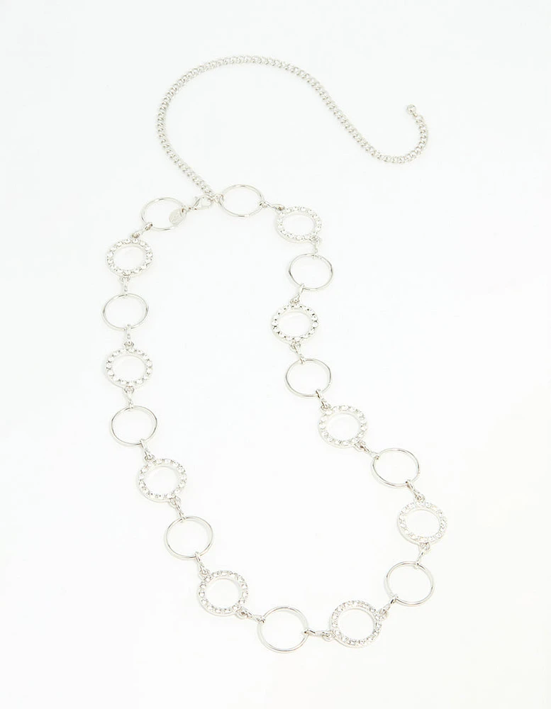 Silver Diamante & Plain Circle Belt