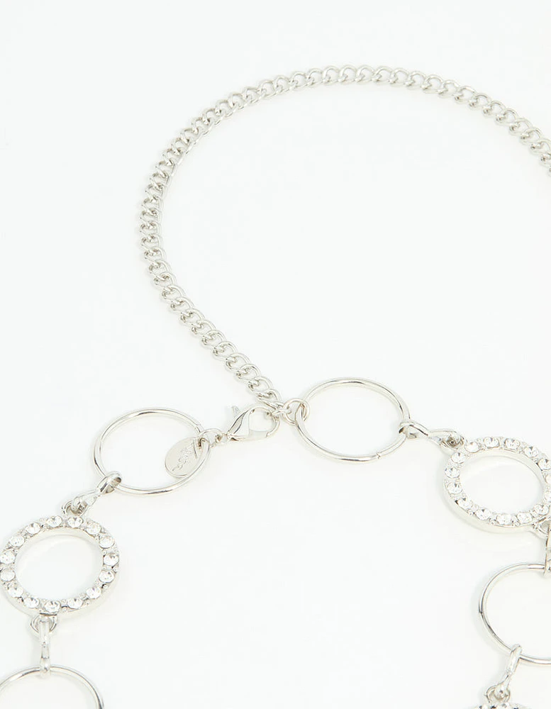 Silver Diamante & Plain Circle Belt