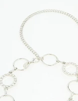 Silver Diamante & Plain Circle Belt