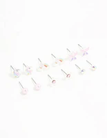 Kids Silver Unicorn & Butterfly Stud Earrings 6-Pack
