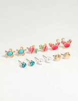 Kids Gold Sea Theme Stud Earrings 6-Pack