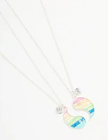 Kids Silver Pastel Yin-Yang BFF Pendant Necklace Set