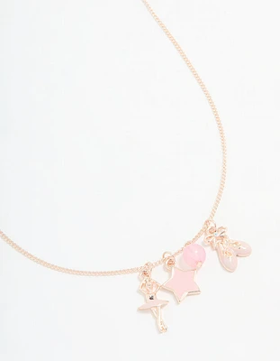 Kids Rose Gold Ballet Charm Pendant Necklace