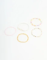 Kids Beaded Heart & Mixed Stretch Bracelets 5-Pack