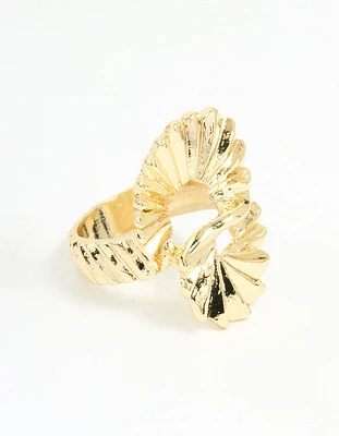 Gold Plated Textured Twist Ring