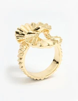Gold Plated Textured Twist Ring