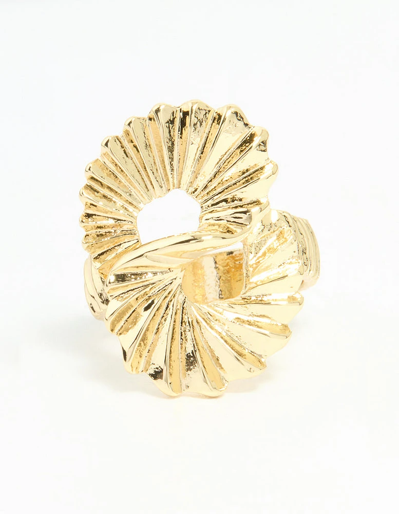 Gold Plated Textured Twist Ring