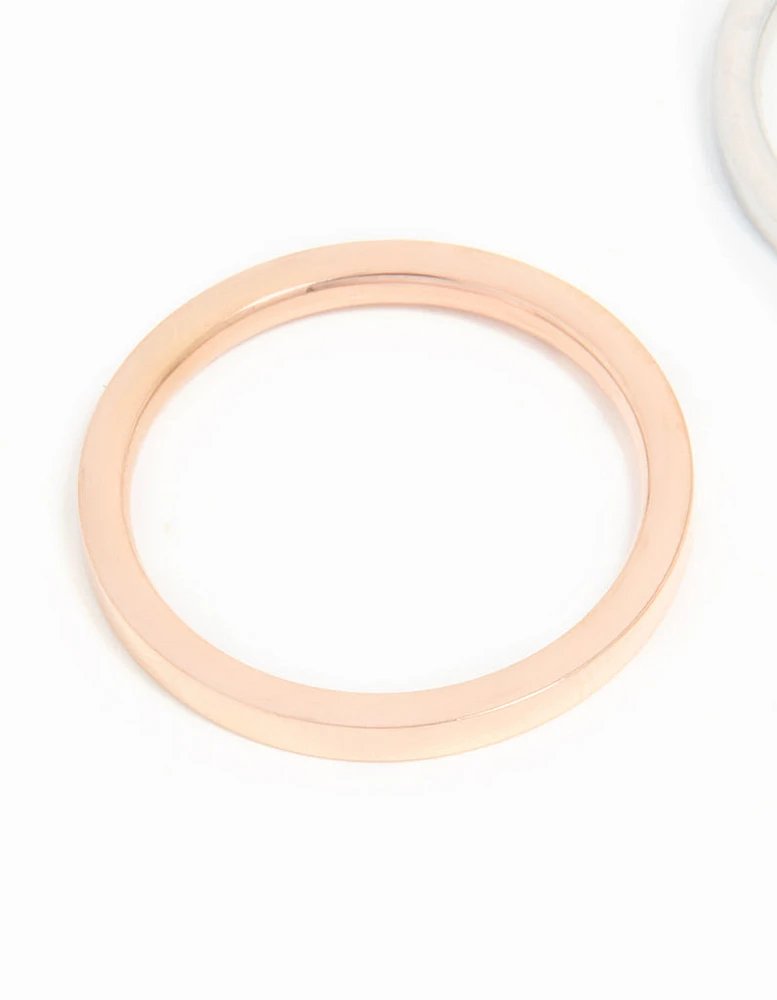 Waterproof Mixed Plated Stainless Steel Stacking Rings 3-Pack