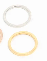 Waterproof Mixed Plated Stainless Steel Stacking Rings 3-Pack