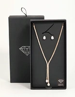 Gold Cupchain Y-Necklace & Earrings Set