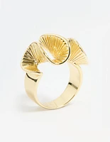 Gold Plated Wavy Fan Ring
