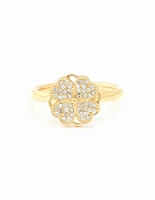 Waterproof Gold Plated Stainless Steel Lucky Clover Ring