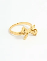 Waterproof Gold Plated Stainless Steel Dainty Bow Ring