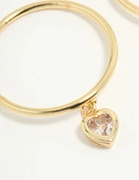 Gold Plated Dainty Heart Charm Rings 2-Pack