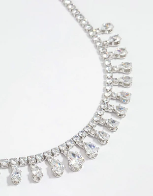 Silver Cubic Zirconia Statement Necklace