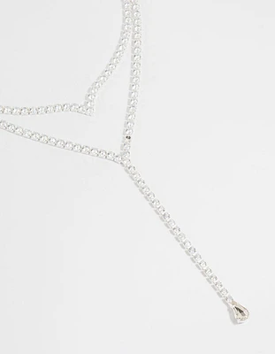 Silver Cubic Zirconia V Necklace