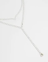 Silver Cubic Zirconia V Necklace