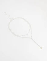 Silver Cubic Zirconia V Necklace