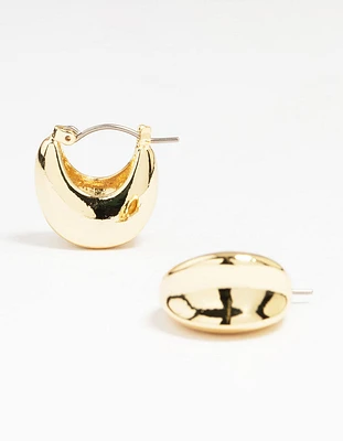 Gold Plated Thick Concave Hoop Earrings