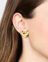 Gold Plated Organic Heart Stud Earrings