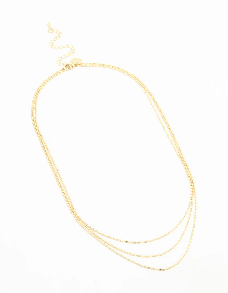 Gold Plated Thin Chain Layered Necklace