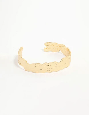 Gold Plated Organic Hammered Wrist Cuff