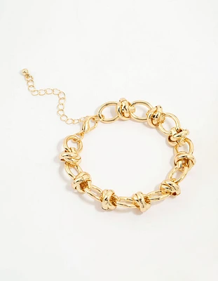 Gold Plated Round Knot Link Bracelet