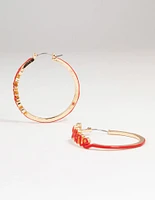 Gold Red Be Mine Hoop Earrings