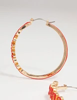 Gold Red Be Mine Hoop Earrings