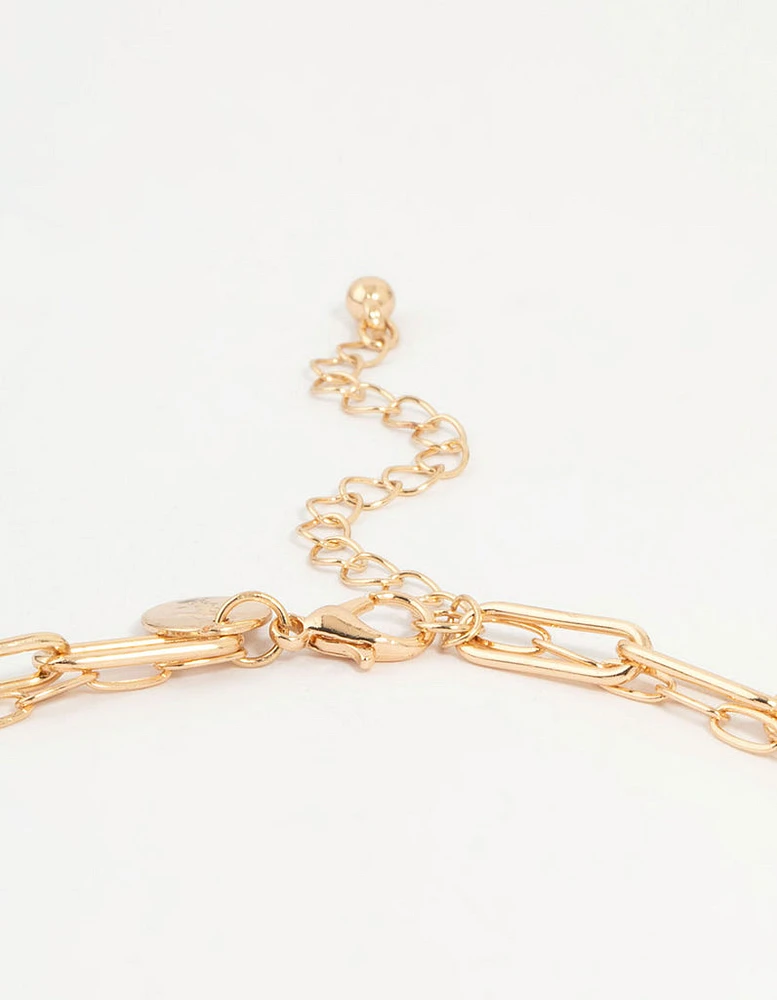 Gold Heart & Bow Charm Necklace