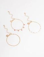 Gold Heart Bracelets 3-Pack