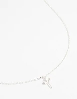 Silver Plated Cubic Zirconia Mini Cross Pendant Necklace