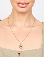 Gold Plated Rectangular Locket Pendant Necklace