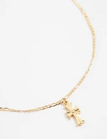 Gold Plated Gothic Mini Cross Necklace