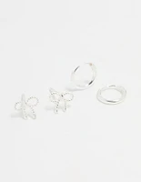 Sterling Silver Bow & Hoop Earrings 2-Pack